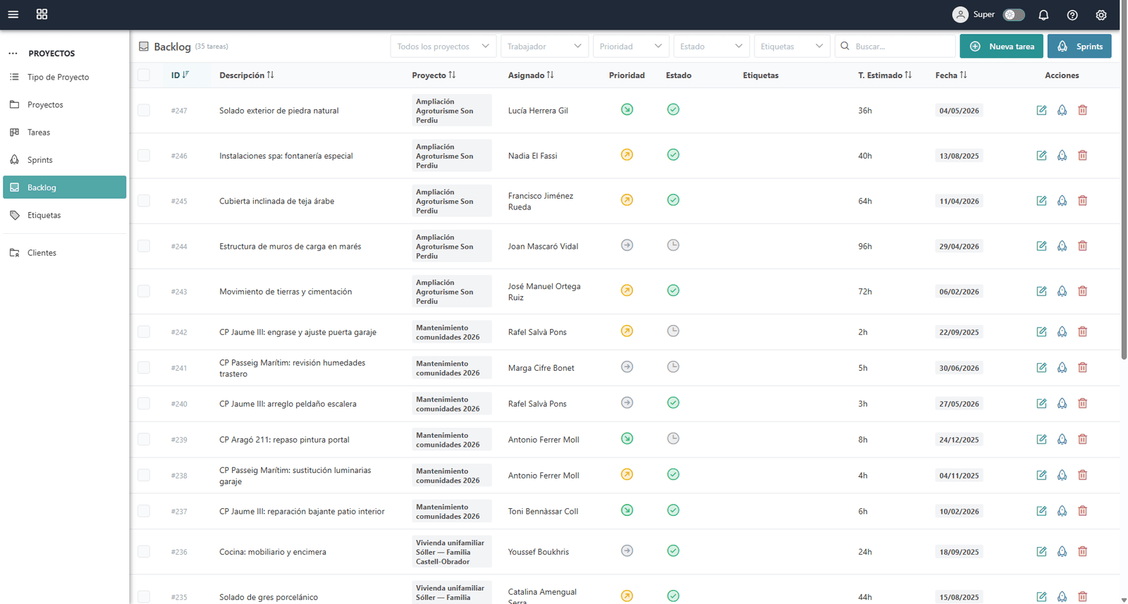 Captura real: expediente con checklist de plazos